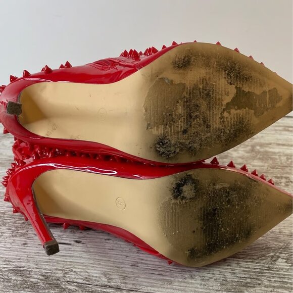 Liliana Red Spiked Stiletto Boots / Heels - Sz 8 - Picture 7 of 8